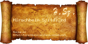 Hirschbein Szilárd névjegykártya